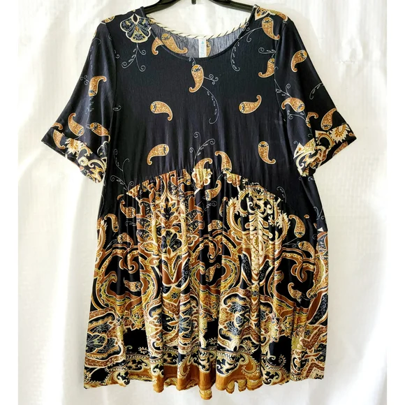 Paisley Grace Dresses | Paisley Grace Women XL Summer Casual Short Sleeve Full Flowy Sheath Knit Dress | Color: Blue | Size: XL | Ptustylez106'S